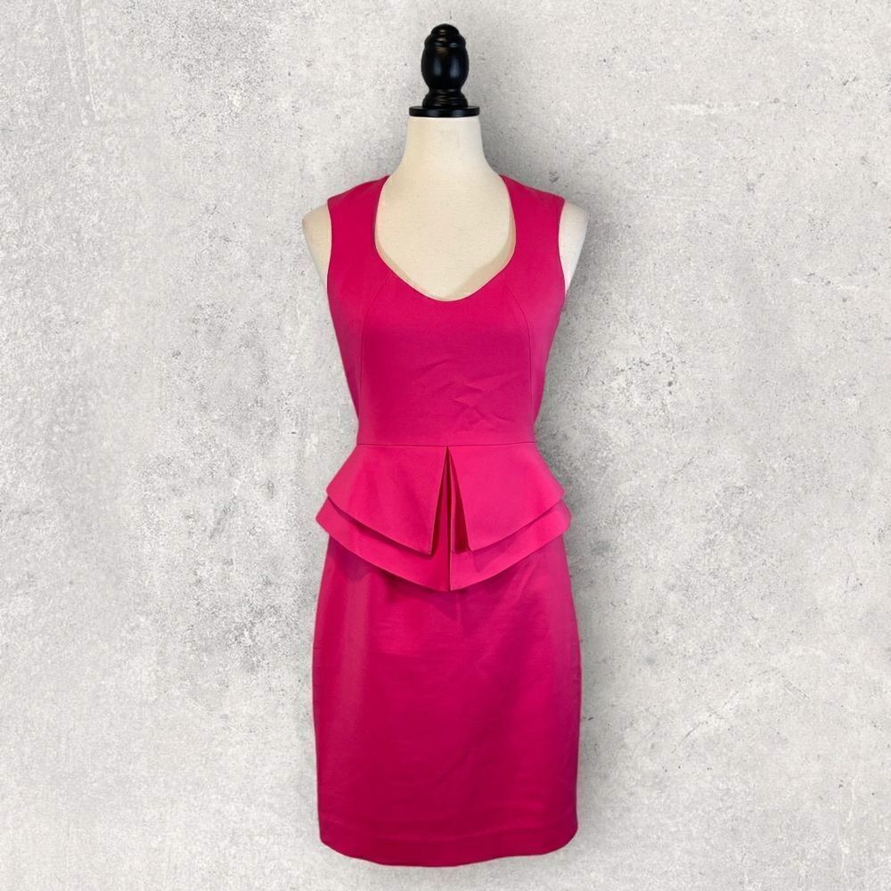 Black Halo Valentina Dress Barbie Pink Sleeveless Peplum, Size 4